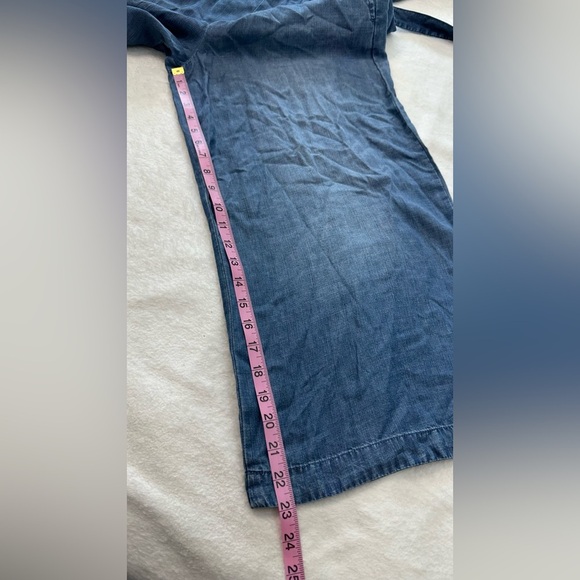 Anthropologie By Cloth & Stone Denim Blue Chambray Jumpsuit with Wide-Leg Design - Picture 12 of 13